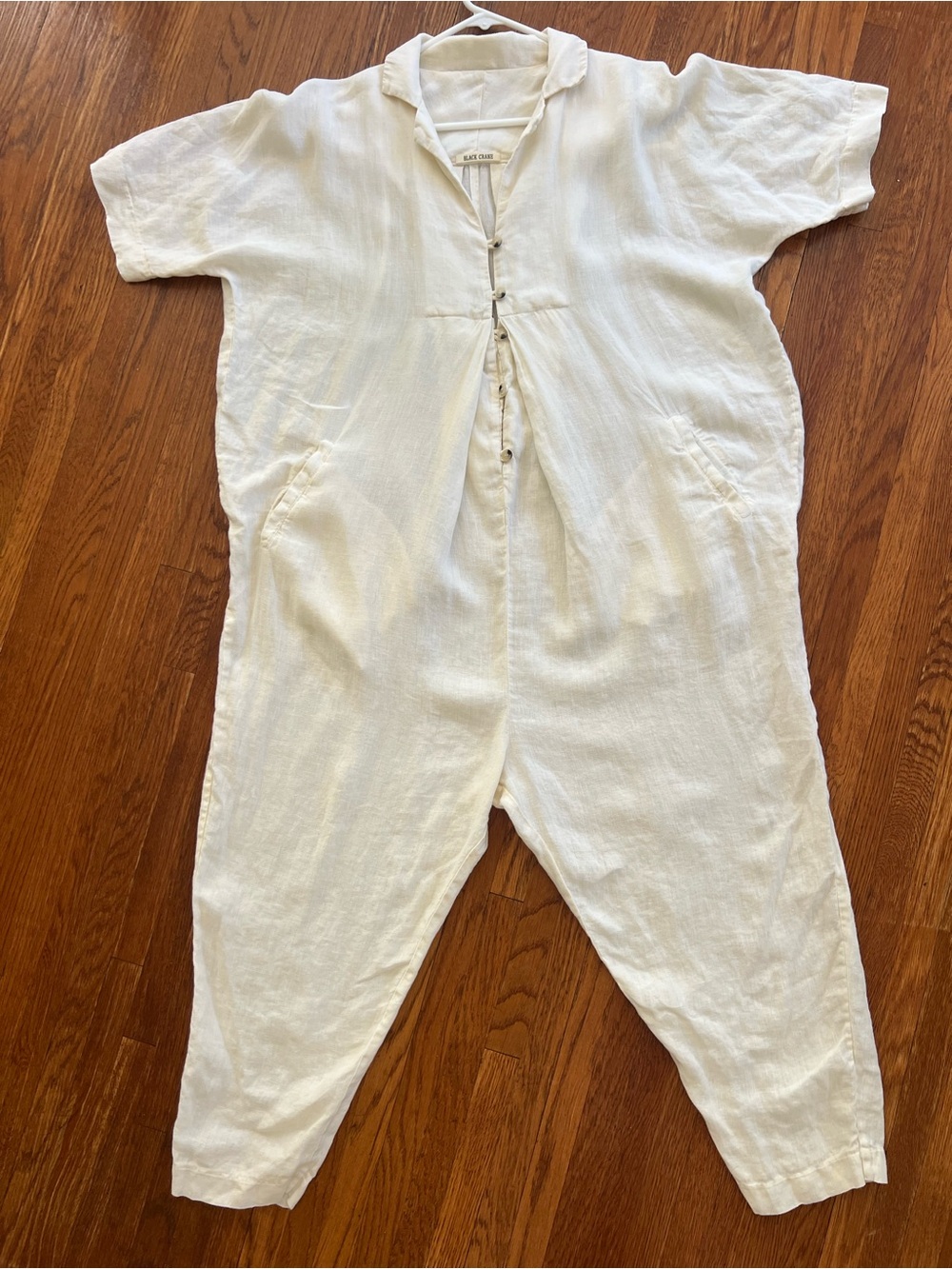 Black Crane White Linen Kite Jumpsuit